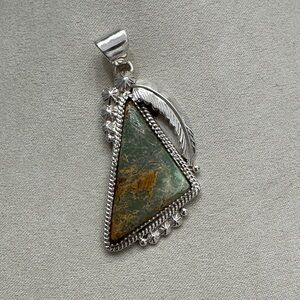 Robert Begay Native American Sterling Silver Lone Mountain Turquoise Pendant